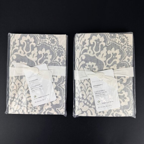 Pottery Barn Other - 2x New Pottery Barn "Lucianna Medallion" STANDARD Sham Gray Organic Cotton